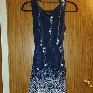 Navy Blue Bird Print Dress